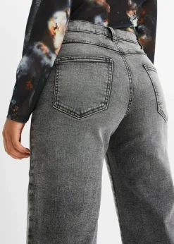 bonprix bonprix Vaqueros de pernera ancha, high waist, con tachuelas denim gris Discount