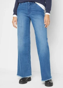 bonprix bonprix Vaqueros de pernera ancha, high waist Azul piedra usado Discount