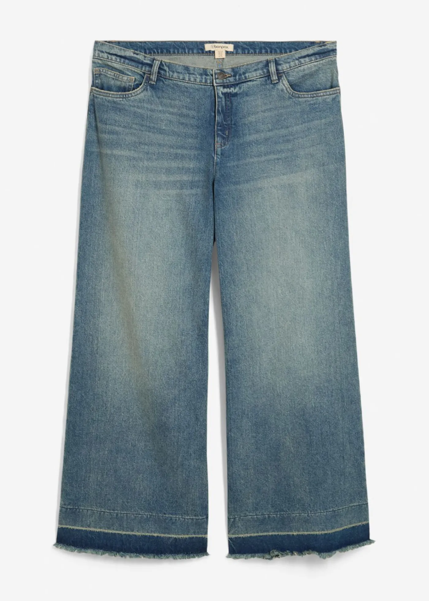 bonprix bonprix Vaqueros de pernera ancha, mid waist denim claro desgastado vintage Clearance