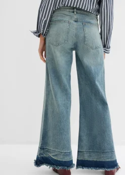 bonprix bonprix Vaqueros de pernera ancha, mid waist denim claro desgastado vintage Clearance