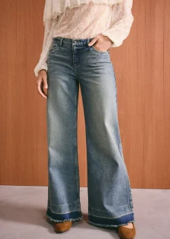 bonprix bonprix Vaqueros de pernera ancha, mid waist denim claro desgastado vintage Clearance
