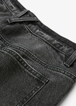 bonprix bonprix Vaqueros de pernera ancha, mid waist, largo completo y low stretch negro denim usado Sale