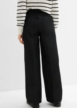 bonprix bonprix Vaqueros de pernera ancha, mid waist negro denim usado Outlet