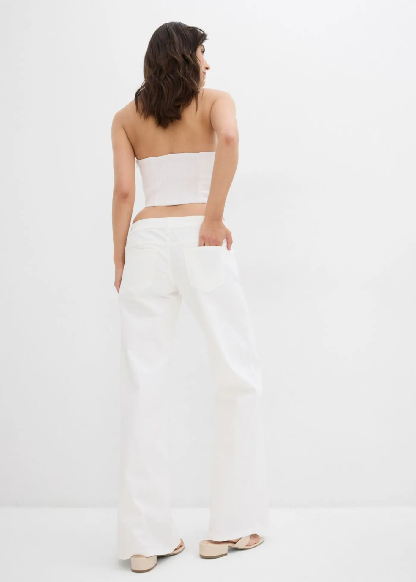 bonprix bonprix Vaqueros de pernera ancha, low waist azul claro denim usado