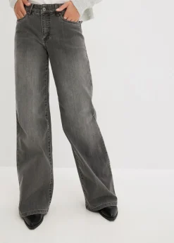 bonprix bonprix Vaqueros de pernera ancha, mid waist, elástico denim gris Outlet
