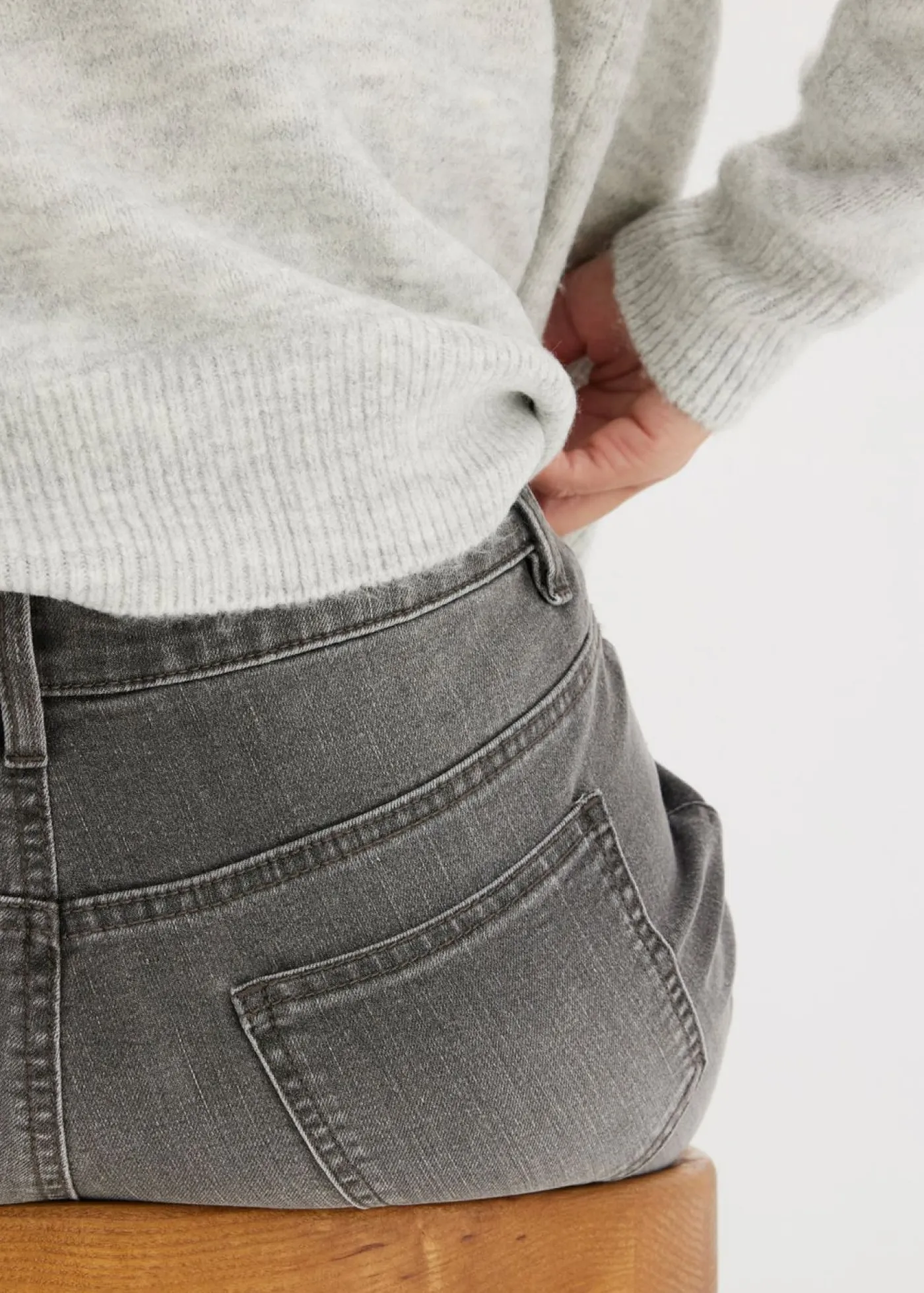 bonprix bonprix Vaqueros de pernera ancha, mid waist, elástico denim gris Outlet