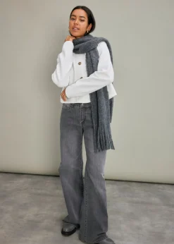 bonprix bonprix Vaqueros de pernera ancha, mid waist, elástico denim gris Outlet