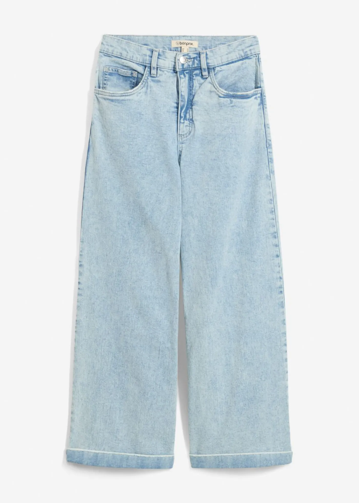 bonprix bonprix Vaqueros de pernera ancha, high waist, cropped azul hielo denim usado New
