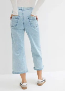bonprix bonprix Vaqueros de pernera ancha, high waist, cropped azul hielo denim usado New