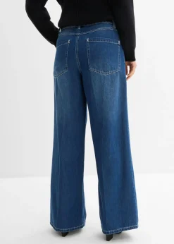 bonprix bonprix Vaqueros de pernera ancha, mid waist Azul piedra usado Online