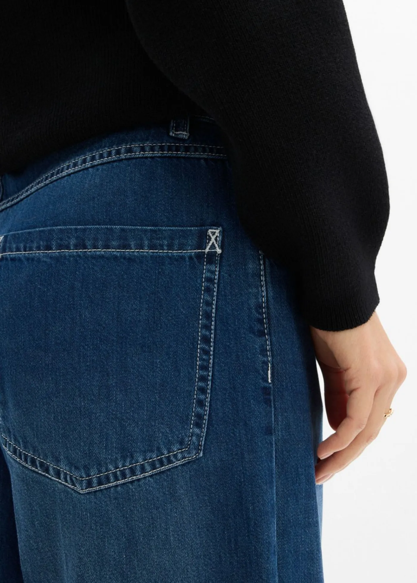 bonprix bonprix Vaqueros de pernera ancha, mid waist Azul piedra usado Online