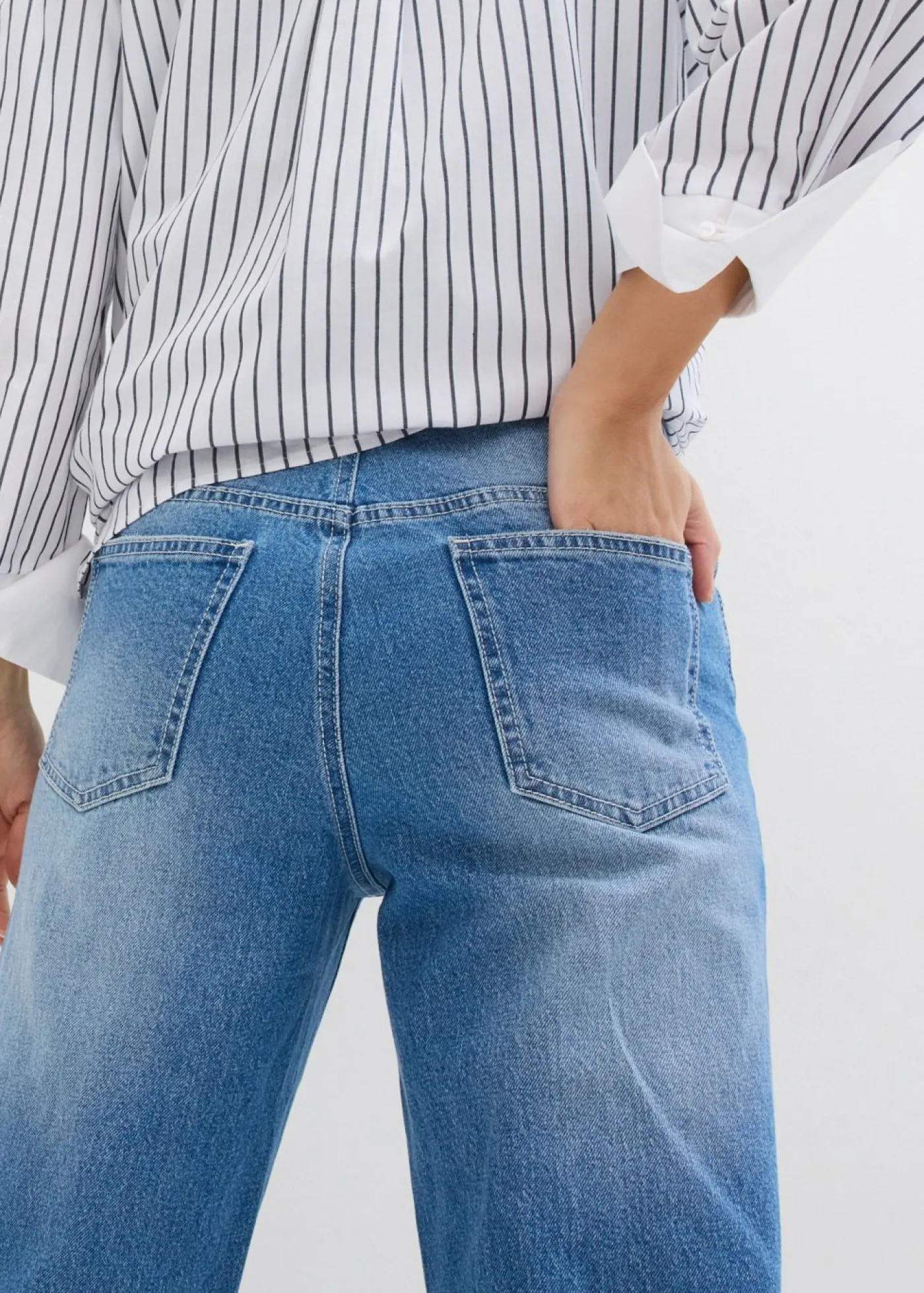 bonprix bonprix Vaqueros de pernera ancha, high waist azul claro denim usado Discount