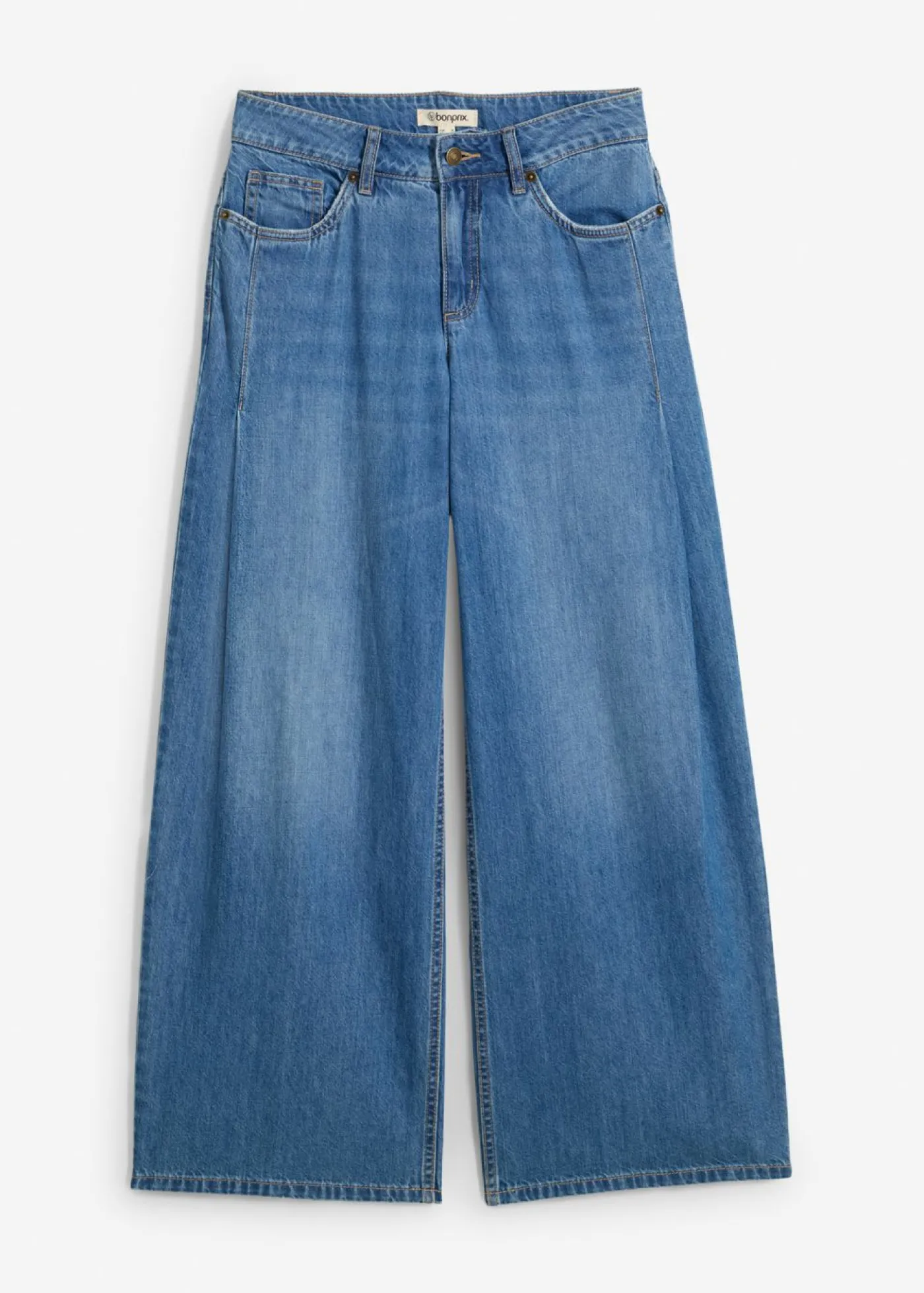 bonprix bonprix Vaqueros de pernera ancha, mid waist azul claro denim usado