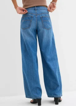 bonprix bonprix Vaqueros de pernera ancha, mid waist azul claro denim usado