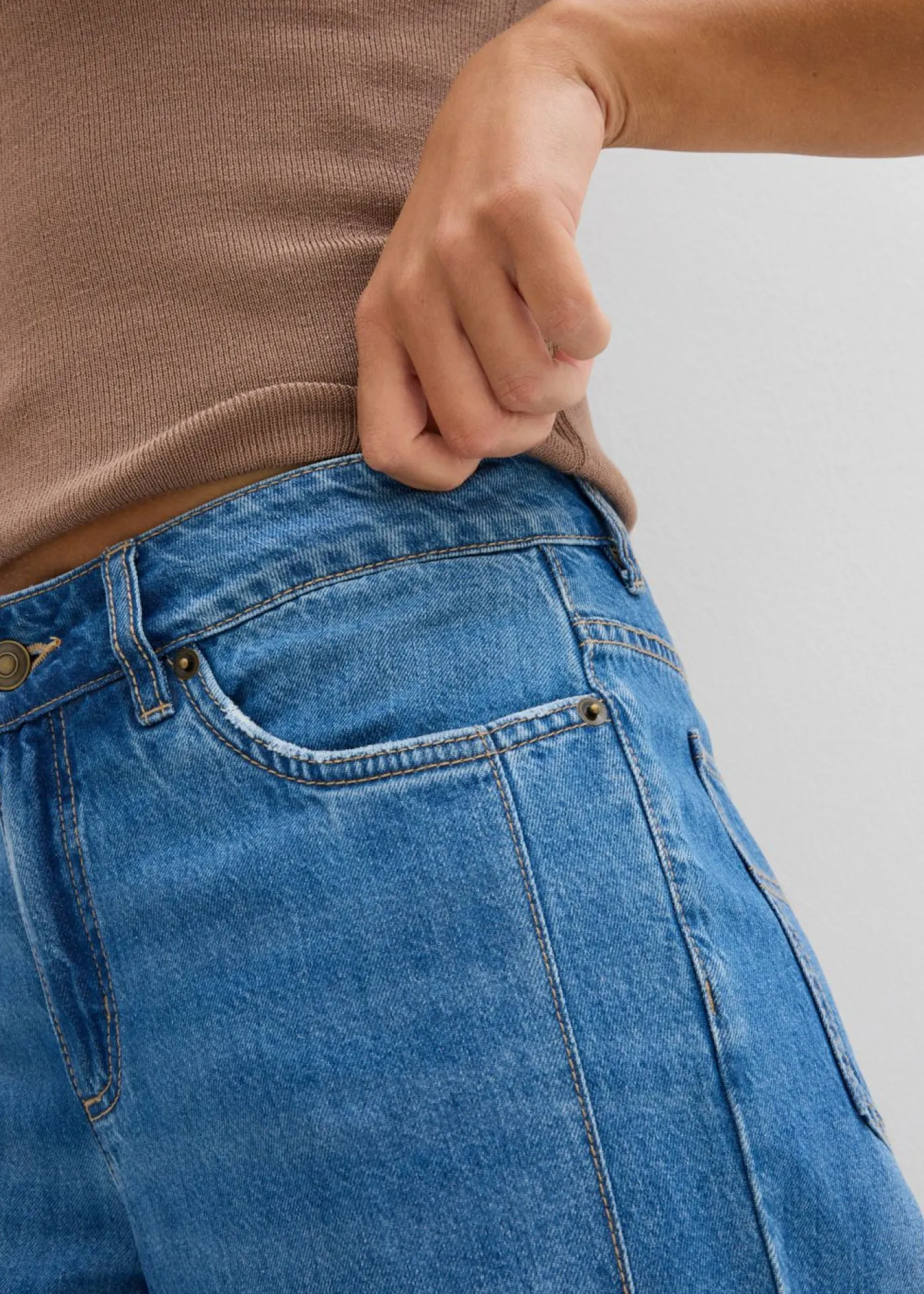 bonprix bonprix Vaqueros de pernera ancha, mid waist azul claro denim usado