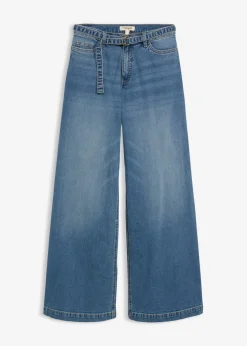bonprix bonprix Vaqueros de pernera ancha, mid waist, largo completo azul medio denim usado Online