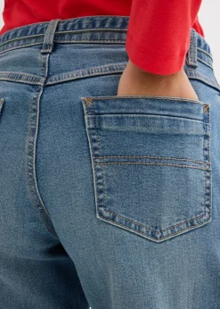 bonprix bonprix Vaqueros de pernera ancha, mid waist, largo completo azul medio denim usado Online