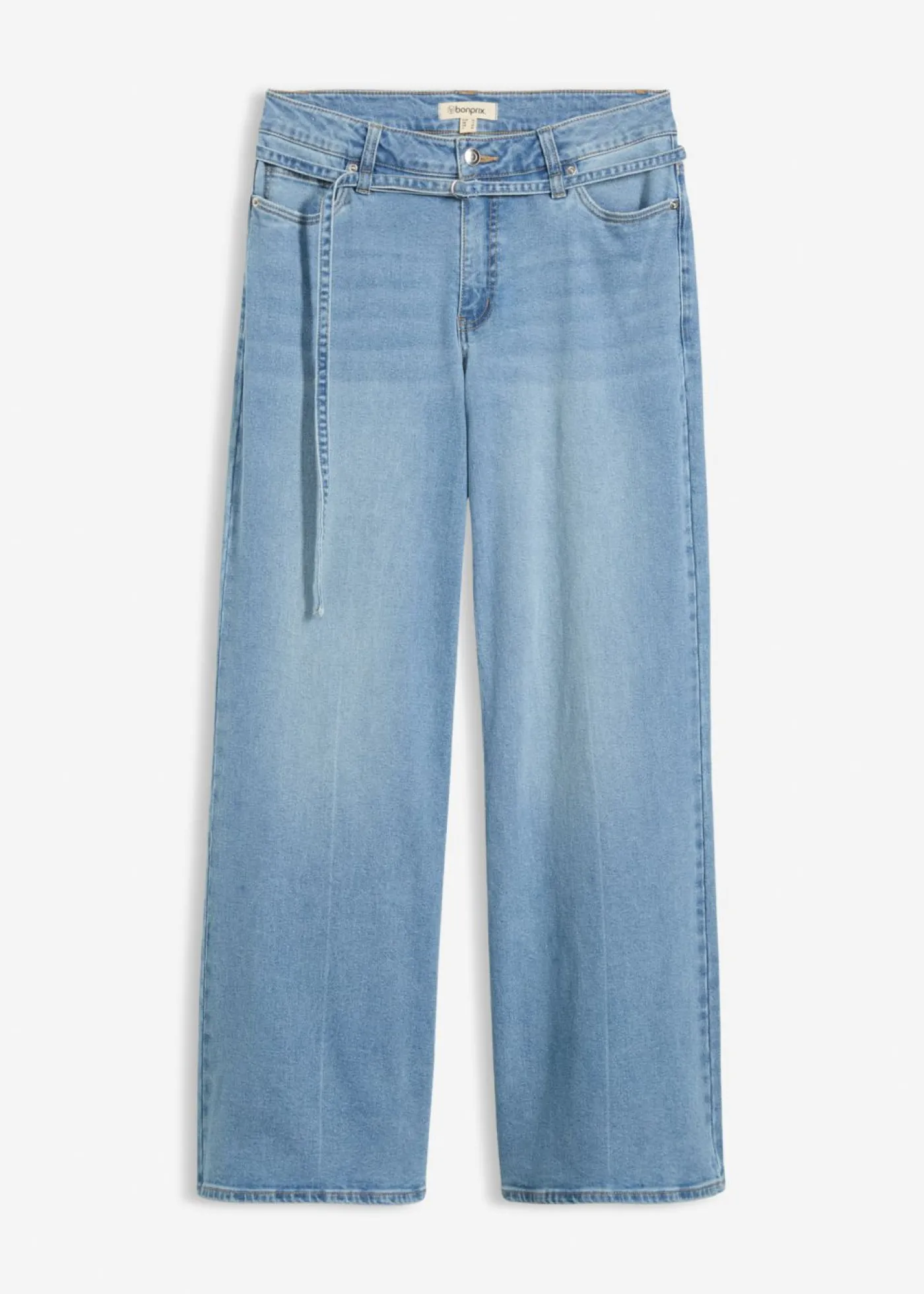 bonprix bonprix Vaqueros de pernera ancha, mid waist azul claro denim usado Online