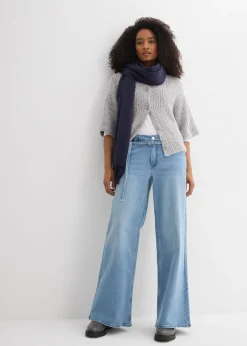 bonprix bonprix Vaqueros de pernera ancha, mid waist azul claro denim usado Online