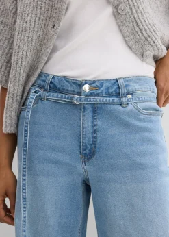 bonprix bonprix Vaqueros de pernera ancha, mid waist azul claro denim usado Online
