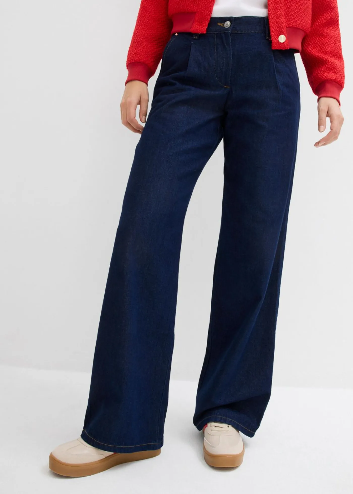 bonprix bonprix Vaqueros de pernera ancha, mid waist Azul oscuro denim Online