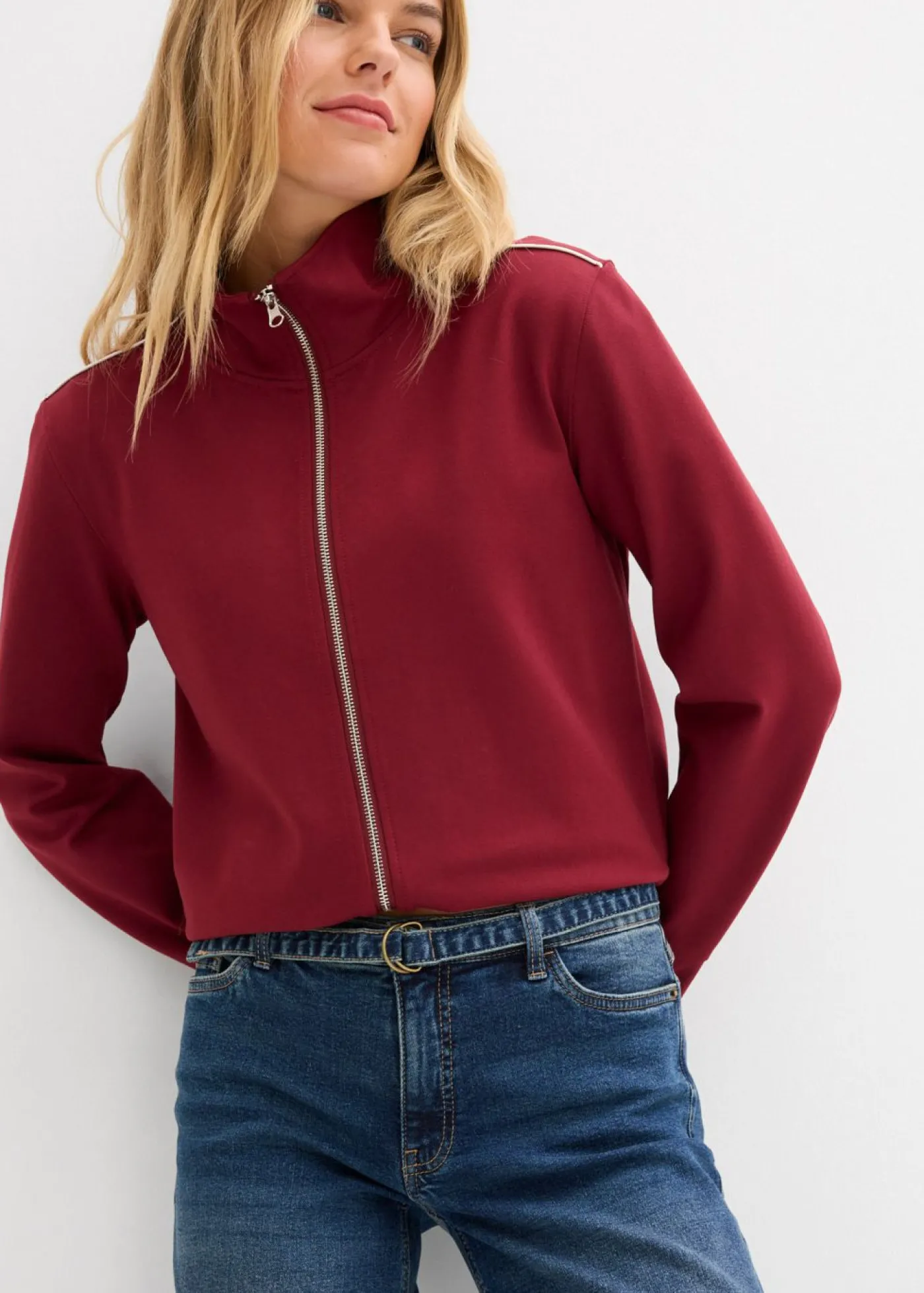 bonprix bonprix Vaqueros de pernera ancha, mid waist, largo completo azul oscuro denim usado