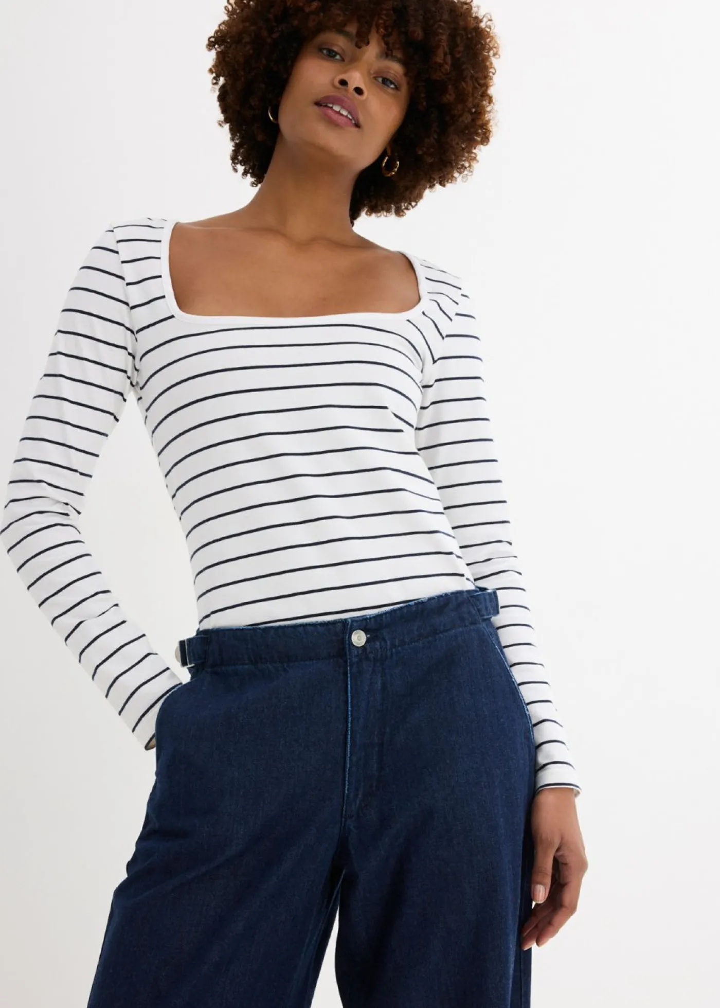 bonprix bonprix Vaqueros de pernera ancha, mid waist Denim azul almirante sin lavar Clearance