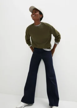 bonprix bonprix Vaqueros de pernera ancha, high waist, cintura cómoda denim intenso Hot