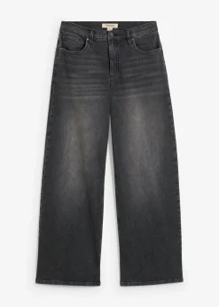 bonprix bonprix Vaqueros de pernera ancha, high waist Denim negro desgastado New