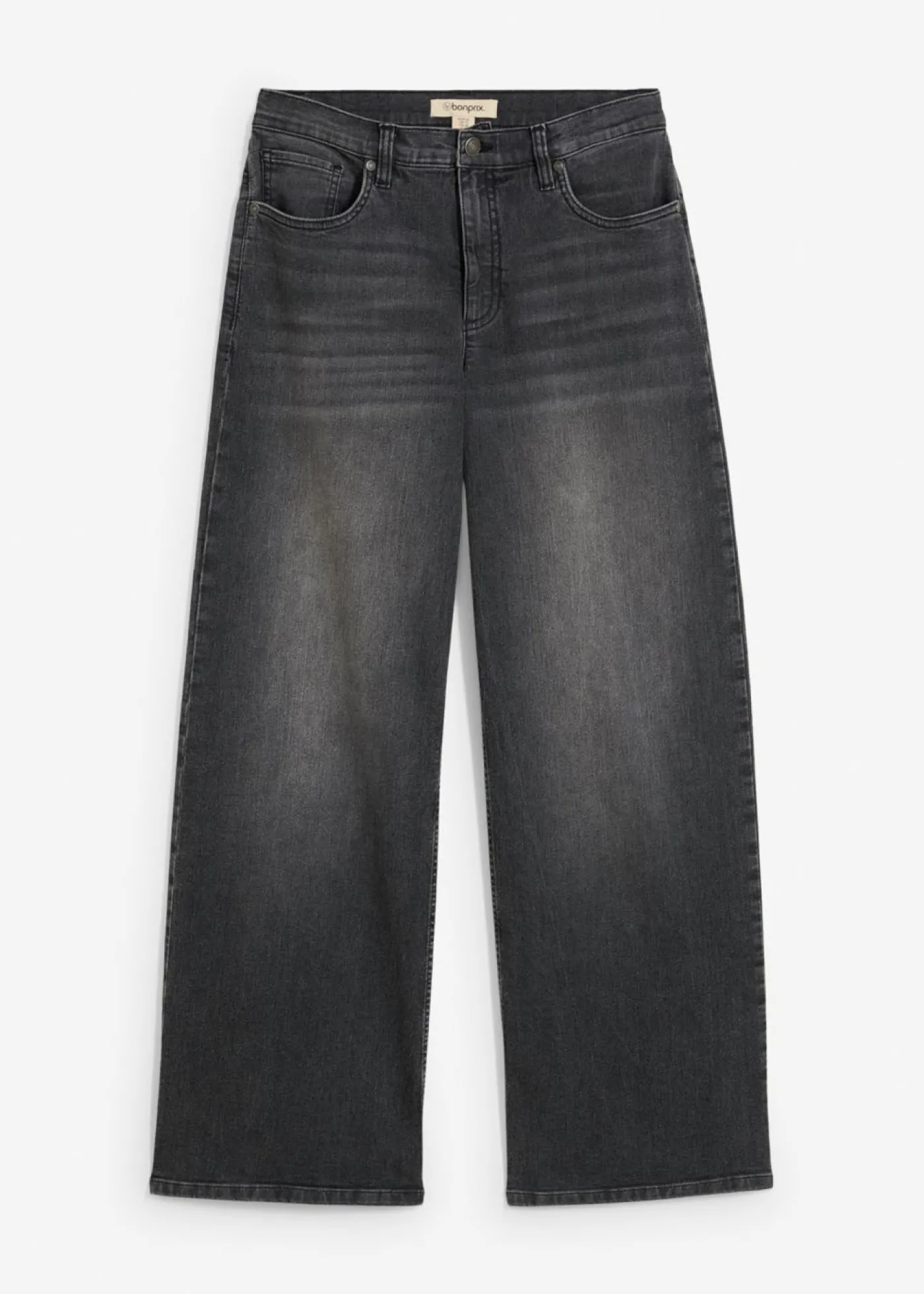 bonprix bonprix Vaqueros de pernera ancha, high waist Denim negro desgastado New