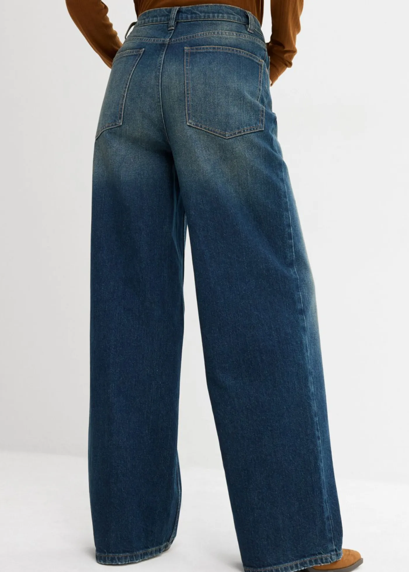 bonprix bonprix Vaqueros de pernera ancha, high waist Azul oscuro denim Discount