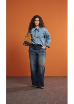 bonprix bonprix Vaqueros de pernera ancha, high waist Azul oscuro denim Discount