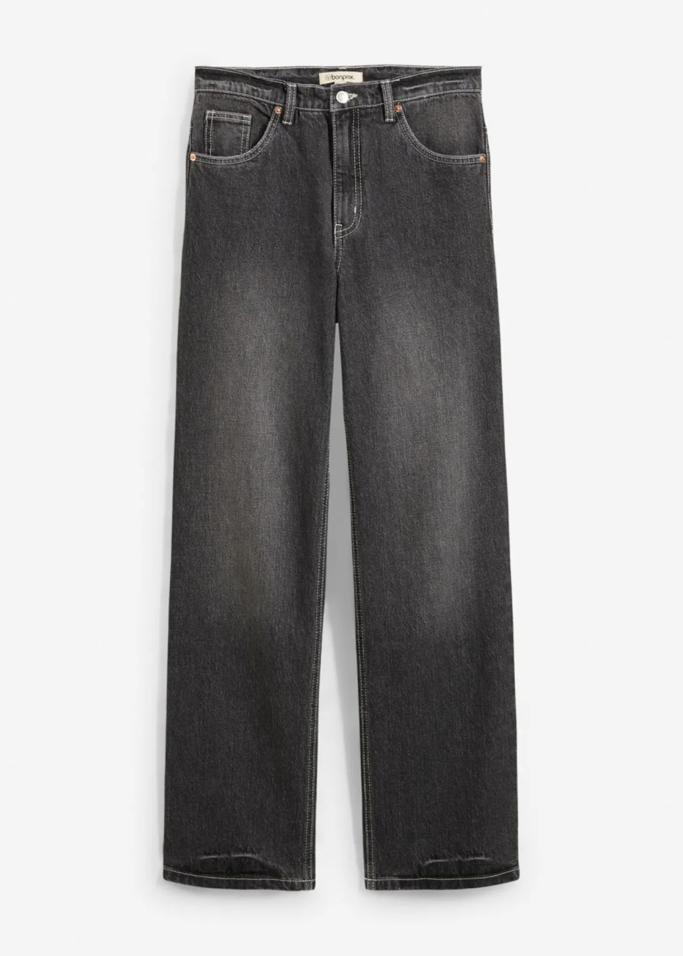 bonprix bonprix Vaqueros de pernera ancha, high waist negro denim usado