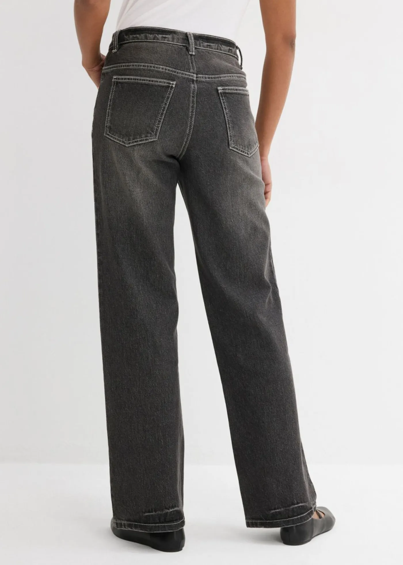 bonprix bonprix Vaqueros de pernera ancha, high waist negro denim usado