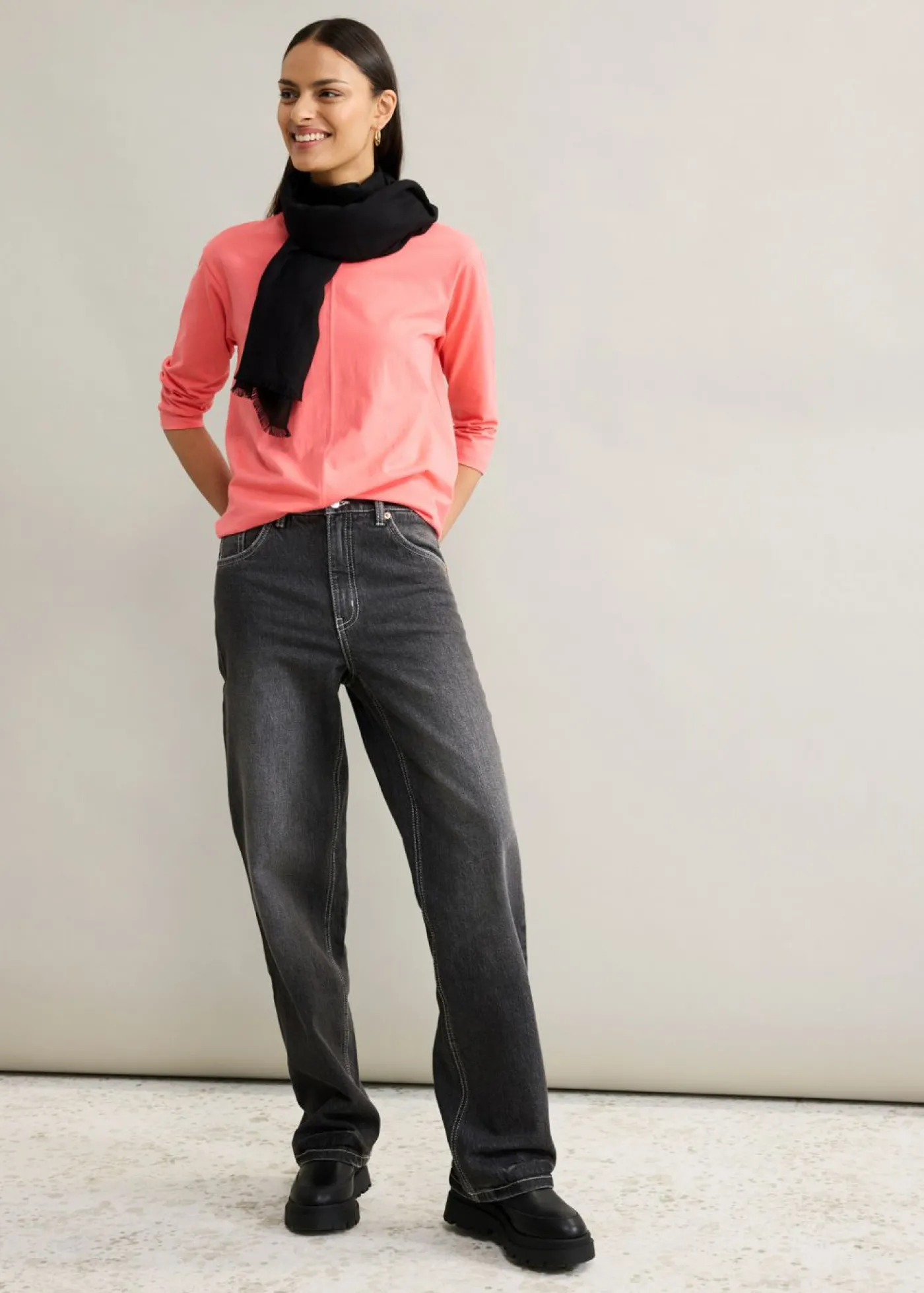 bonprix bonprix Vaqueros de pernera ancha, high waist negro denim usado