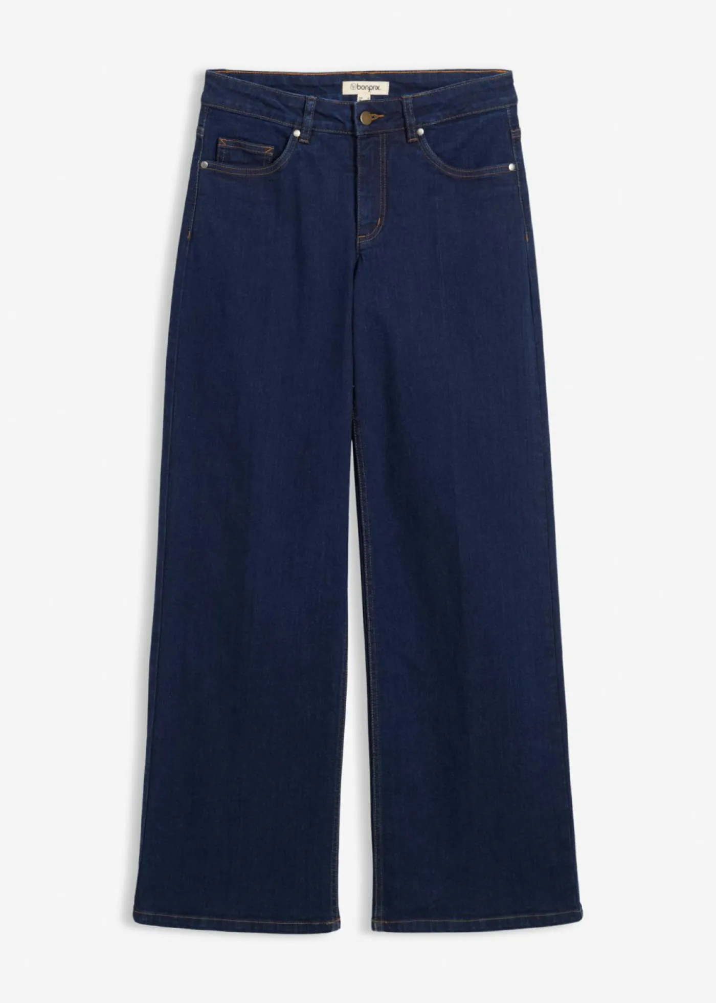 bonprix bonprix Vaqueros de pernera ancha, mid waist, de algodón orgánico Azul oscuro denim Hot