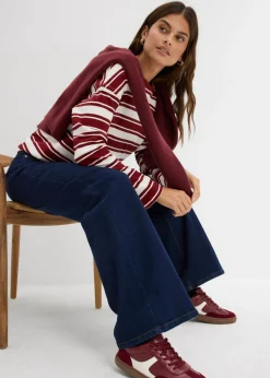 bonprix bonprix Vaqueros de pernera ancha, mid waist, de algodón orgánico Azul oscuro denim Hot