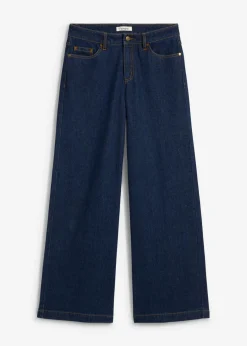 bonprix bonprix Vaqueros de pernera ancha, mid waist, largo completo Azul oscuro denim New