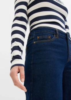 bonprix bonprix Vaqueros de pernera ancha, mid waist, largo completo Azul oscuro denim New