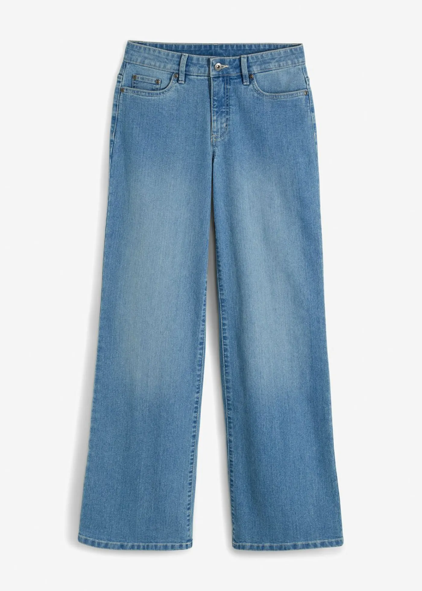 bonprix bonprix Vaqueros de pernera ancha, mid waist, elástico azul claro denim Online