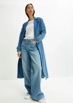 bonprix bonprix Vaqueros de pernera ancha, mid waist, elástico azul claro denim Online
