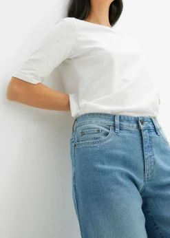 bonprix bonprix Vaqueros de pernera ancha, mid waist, elástico azul claro denim Online