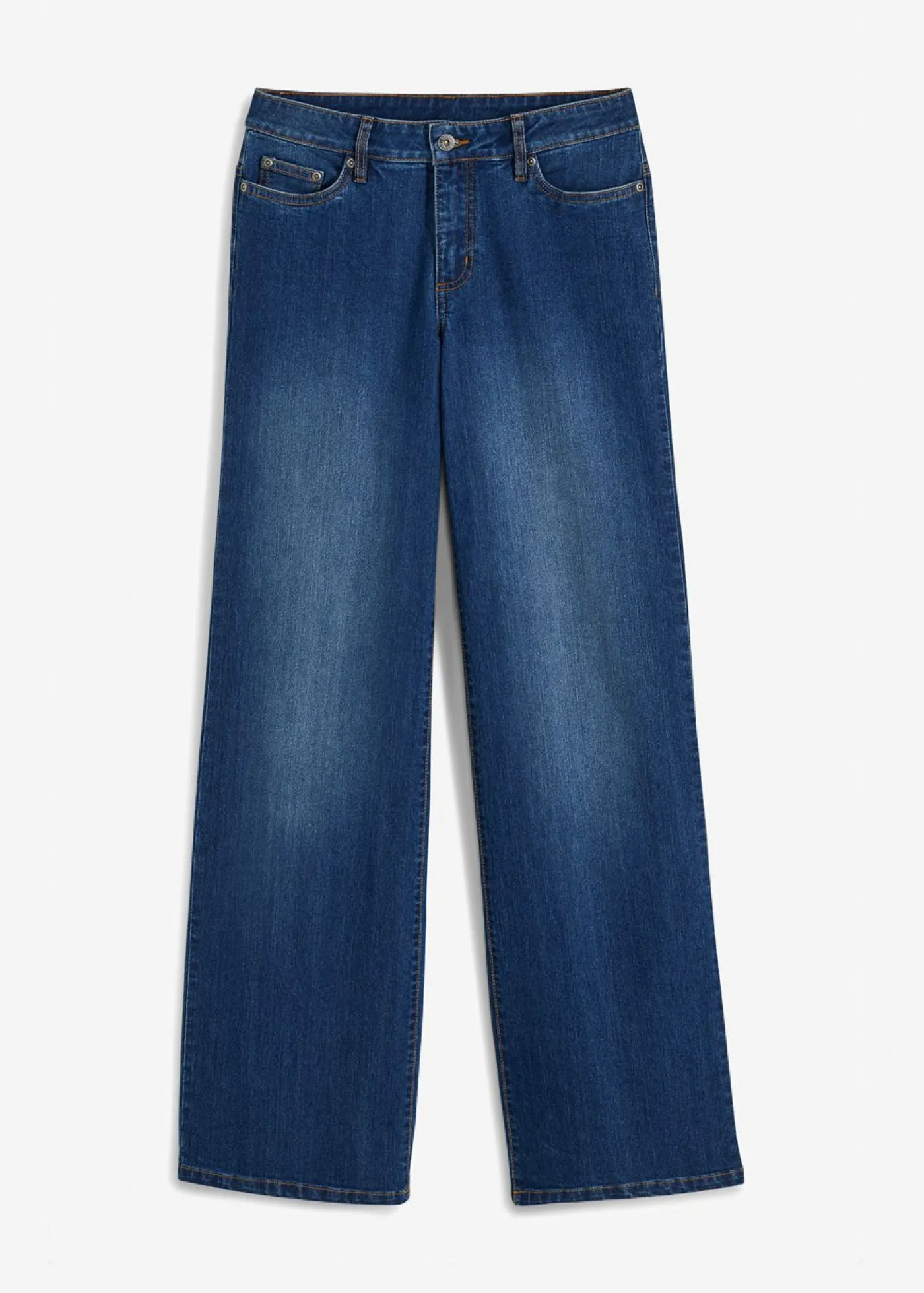 bonprix bonprix Vaqueros de pernera ancha, mid waist, elástico Azul piedra Clearance