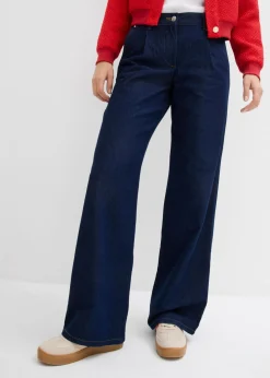 bonprix bonprix Vaqueros de pernera ancha, mid waist Azul oscuro denim Online
