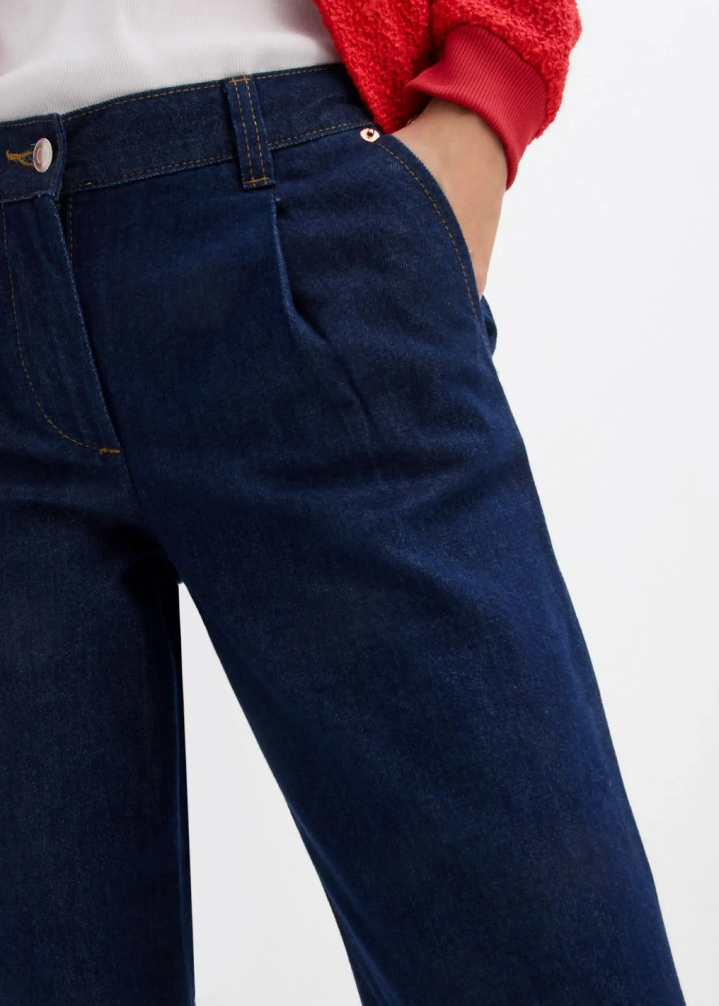 bonprix bonprix Vaqueros de pernera ancha, mid waist Azul oscuro denim Online