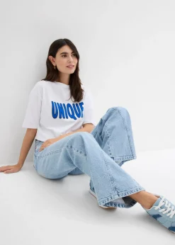 bonprix bonprix Vaqueros de pernera ancha, high waist, low stretch azul hielo denim usado Sale