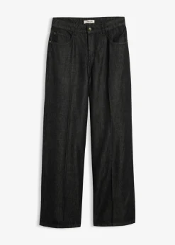bonprix bonprix Vaqueros de pernera ancha, mid waist negro denim usado Sale