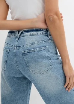 bonprix bonprix Vaqueros de pernera ancha, mid waist, largo completo y low stretch azul hielo denim usado Discount