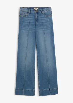 bonprix bonprix Vaqueros de pernera ancha, mid waist, largo completo azul medio denim Clearance