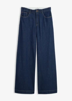 bonprix bonprix Vaqueros de pernera ancha, high waist Azul oscuro denim Clearance
